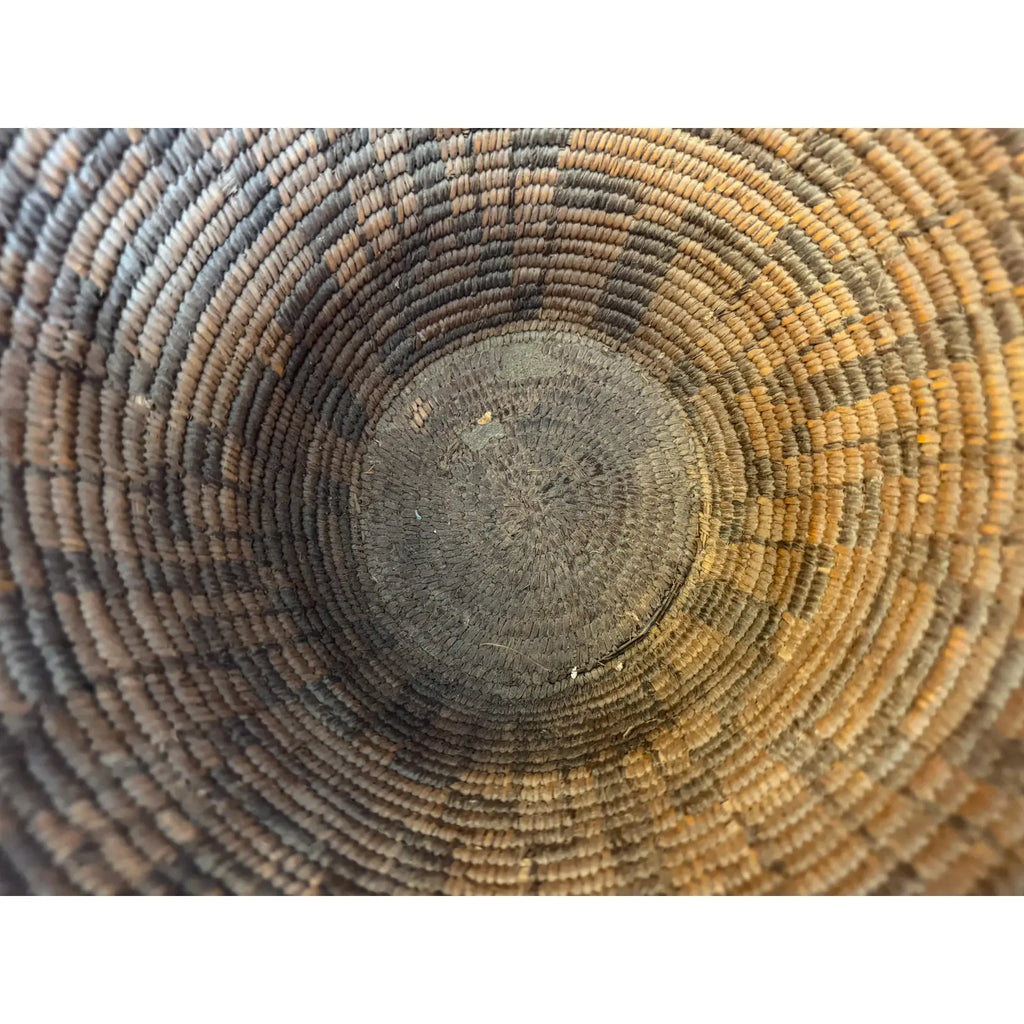 Antique Western Apache Coiled Storage Basket - 12” Hand Woven in the Style of Native American Art