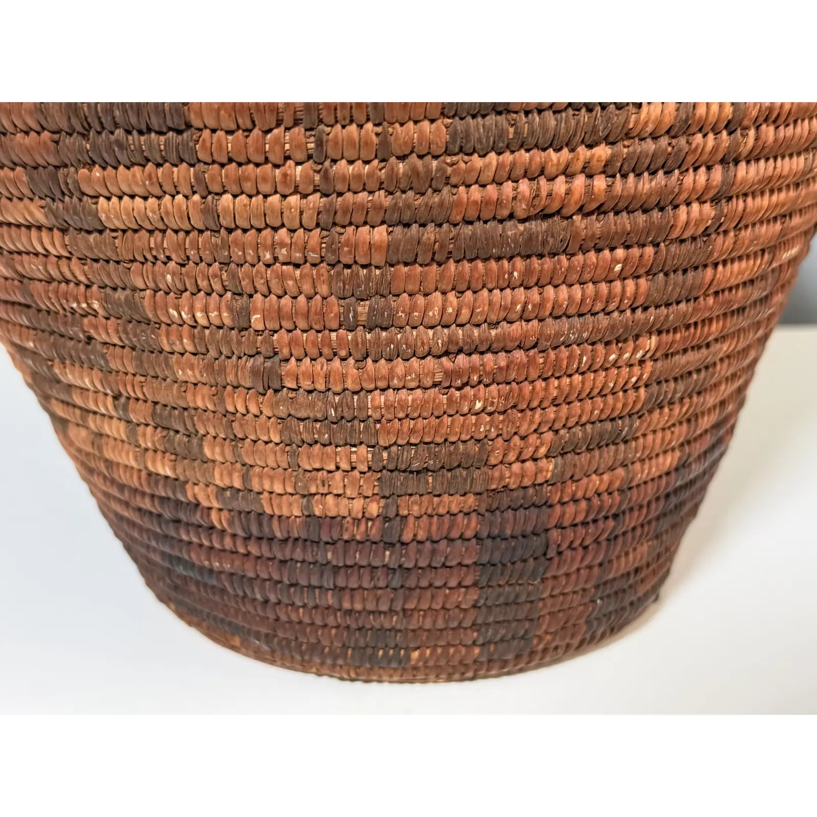Antique Western Apache Coiled Storage Basket - 12” Hand Woven in the Style of Native American Art