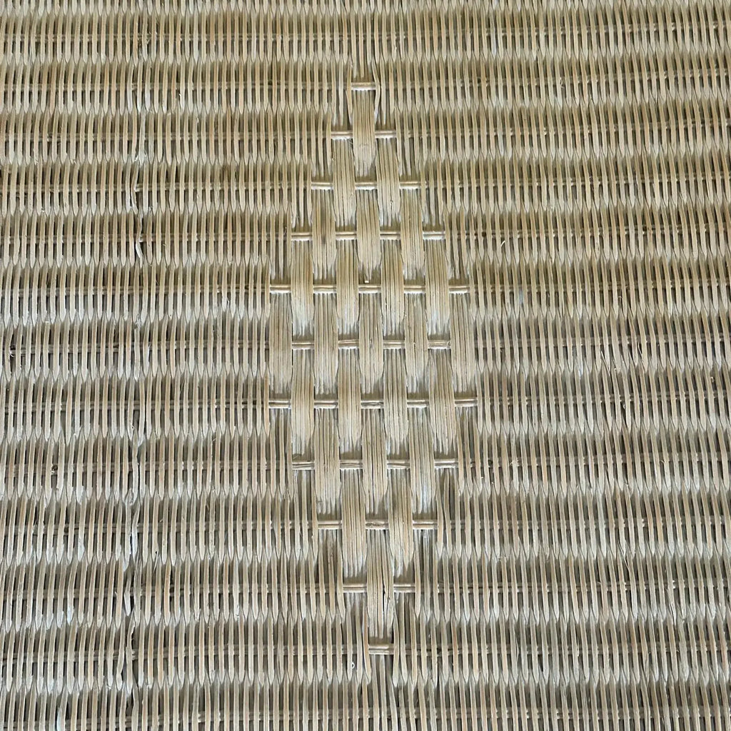 Vintage Coastal White Wicker Round Dining Table With Inset Glass Top