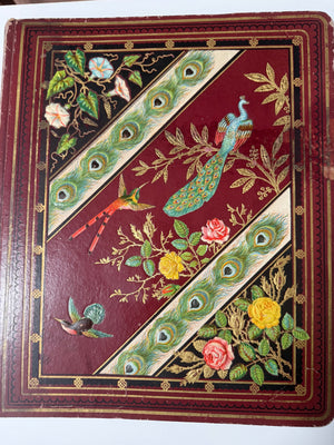 Rare 1880s Victorian Trade Card Album - Merchant’s Gargling Oil BASEBALL Set - Black Americana - Patent Medicine - Peacock Cover