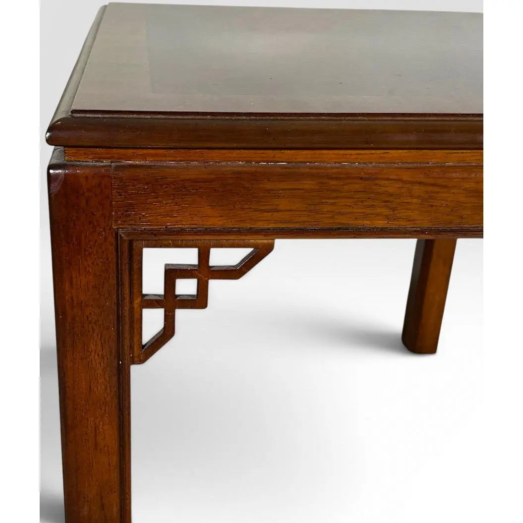 Pair of Vintage Drexel Heritage Chinese Chippendale Burlwood End Tables