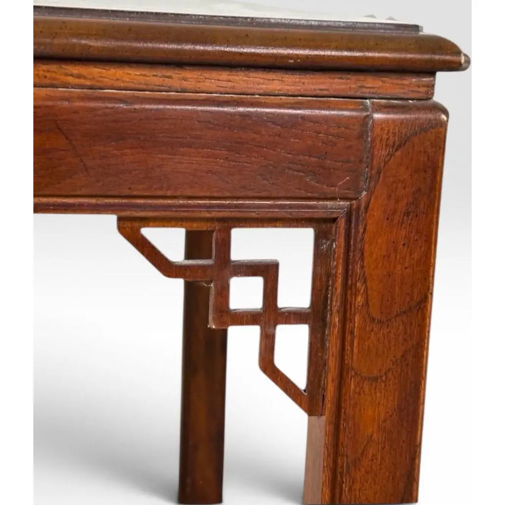 Pair of Vintage Drexel Heritage Chinese Chippendale Burlwood End Tables