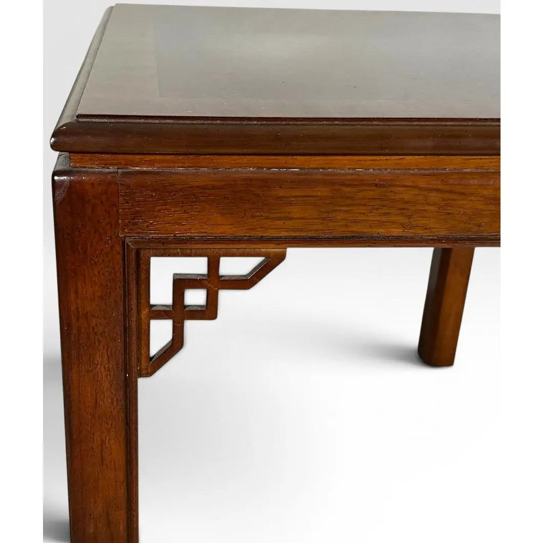 Pair of Vintage Drexel Heritage Chinese Chippendale Burlwood End Tables