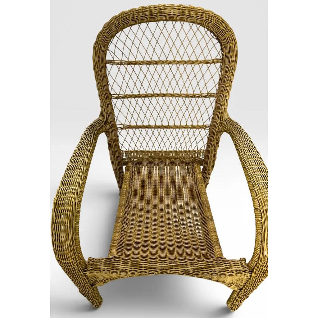 Pair of Vintage Boho Chic Wicker Barrel Back Lounge Armchairs