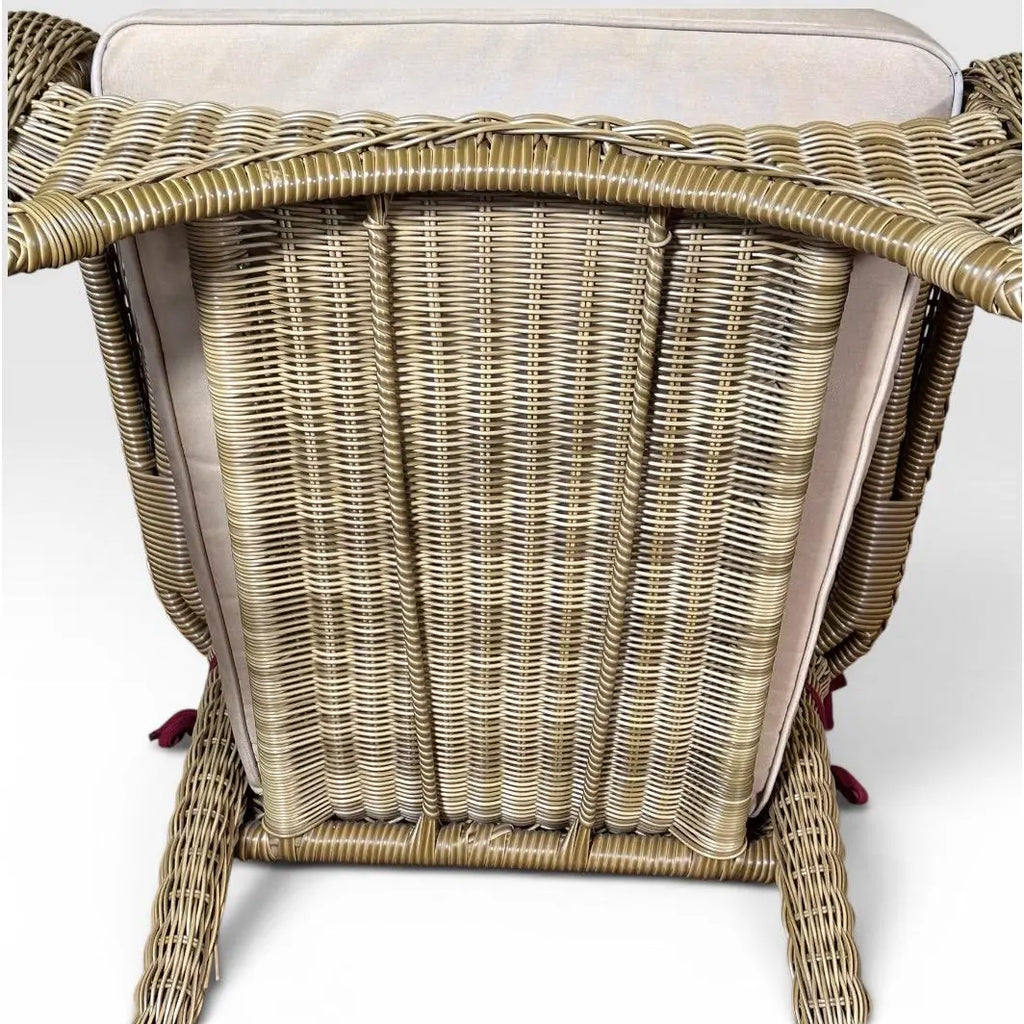 Pair of Vintage Boho Chic Wicker Barrel Back Lounge Armchairs