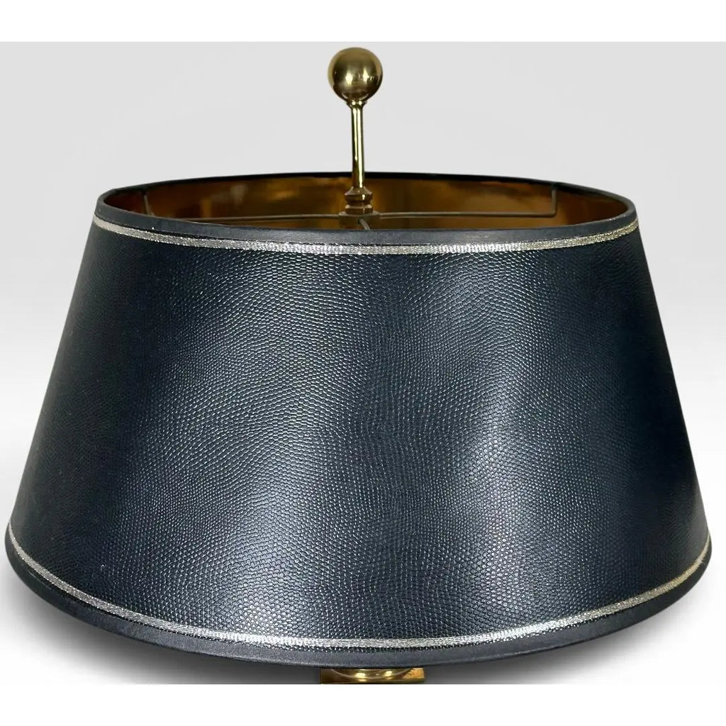 Pair of Vintage Neoclassical Black Brass and Marble Pedestal Table Lamps Attributed to Stiffel