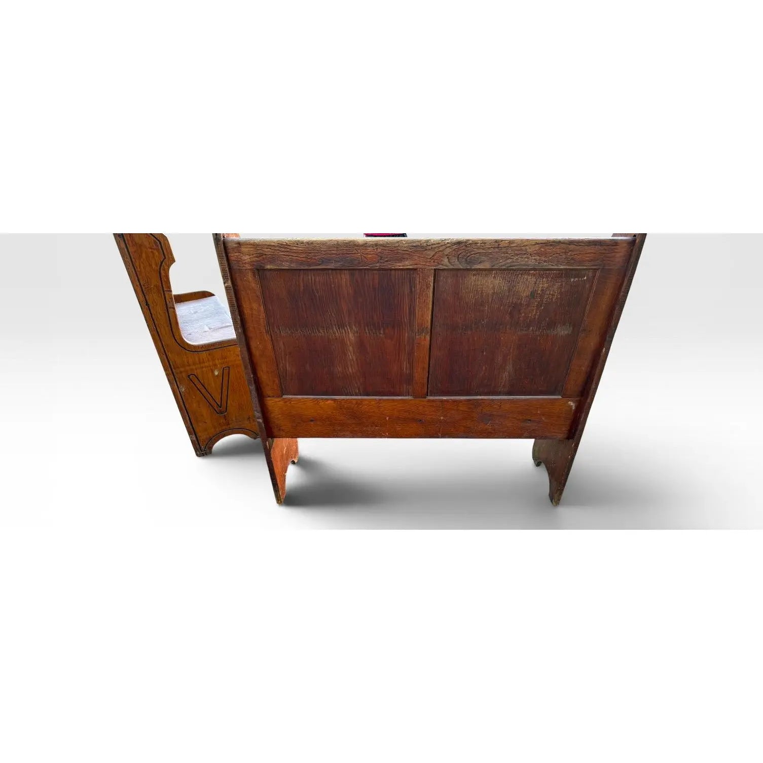 Pair of Antique Architectural Church Pew Benches, Turn of the Century Country Pine Two-Seater Settles