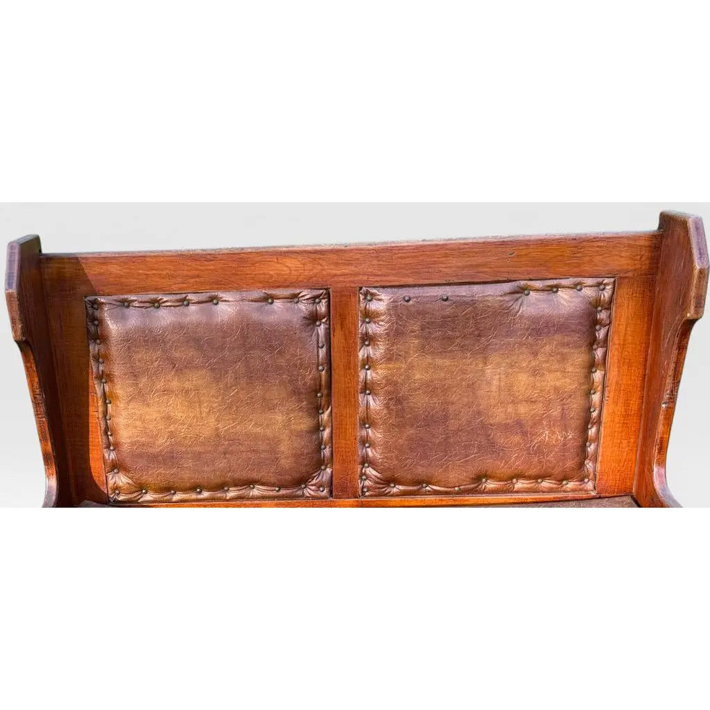Pair of Antique Architectural Church Pew Benches, Turn of the Century Country Pine Two-Seater Settles