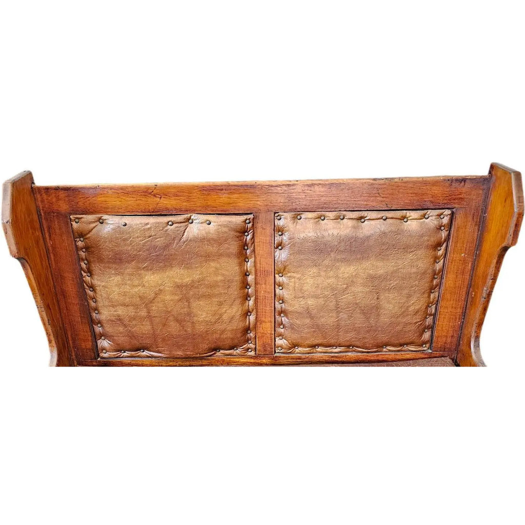 Pair of Antique Architectural Church Pew Benches, Turn of the Century Country Pine Two-Seater Settles