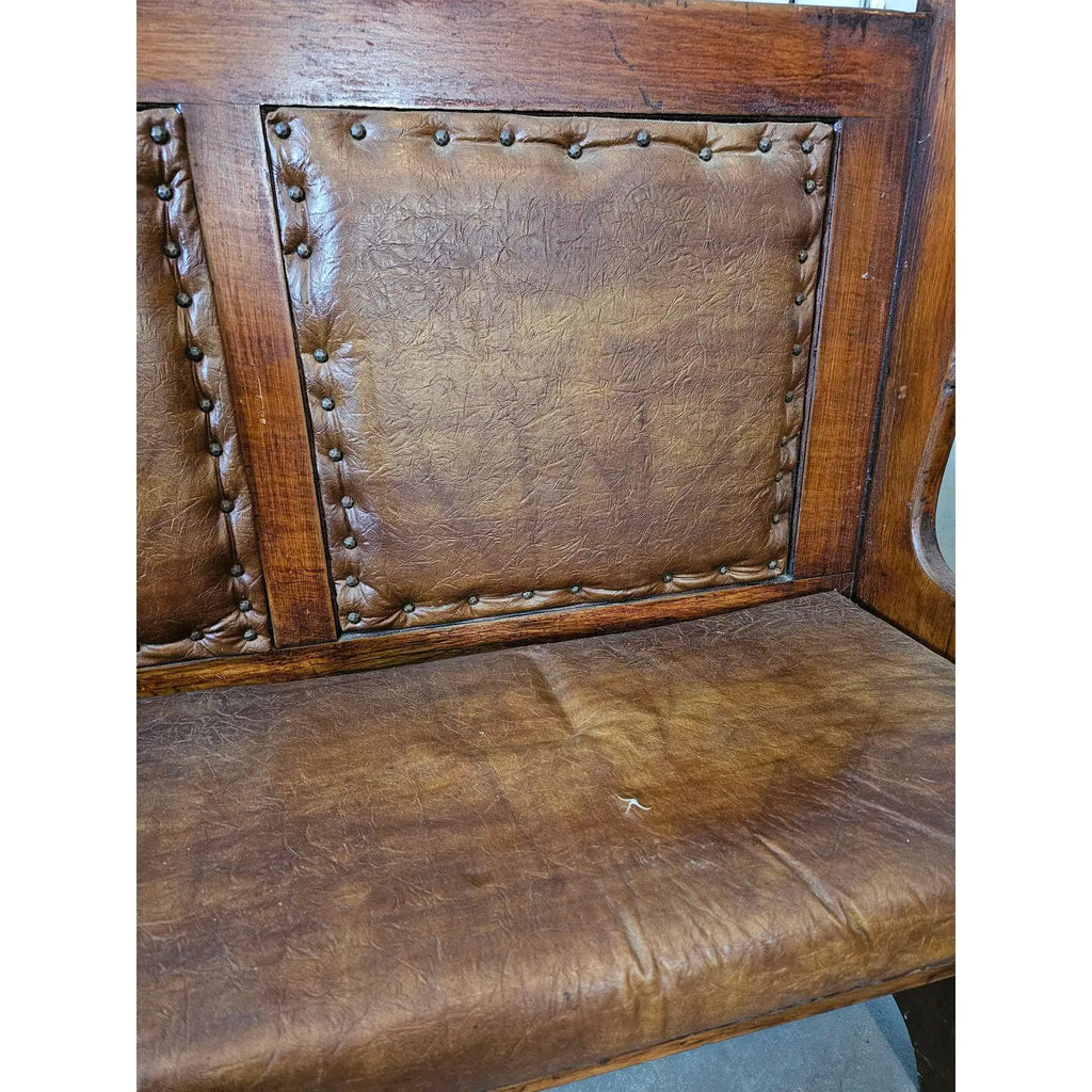 Pair of Antique Architectural Church Pew Benches, Turn of the Century Country Pine Two-Seater Settles