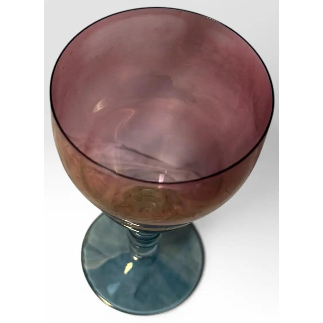 Vintage Mid-Century Cranberry Pink and Clear Art Glass Stemware Lot of 20