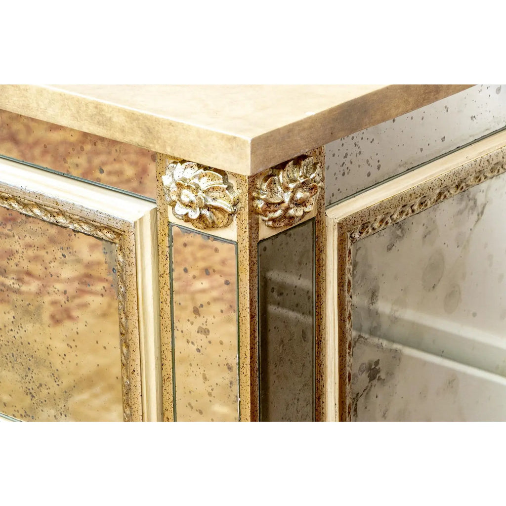 Julia Gray Ltd Venetian Style Mirrored Faux Marble Top Two Drawer Commode Chest