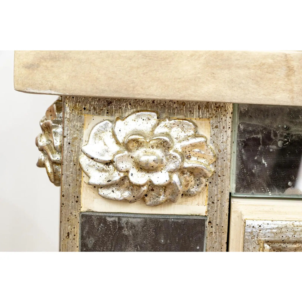 Julia Gray Ltd Venetian Style Mirrored Faux Marble Top Two Drawer Commode Chest