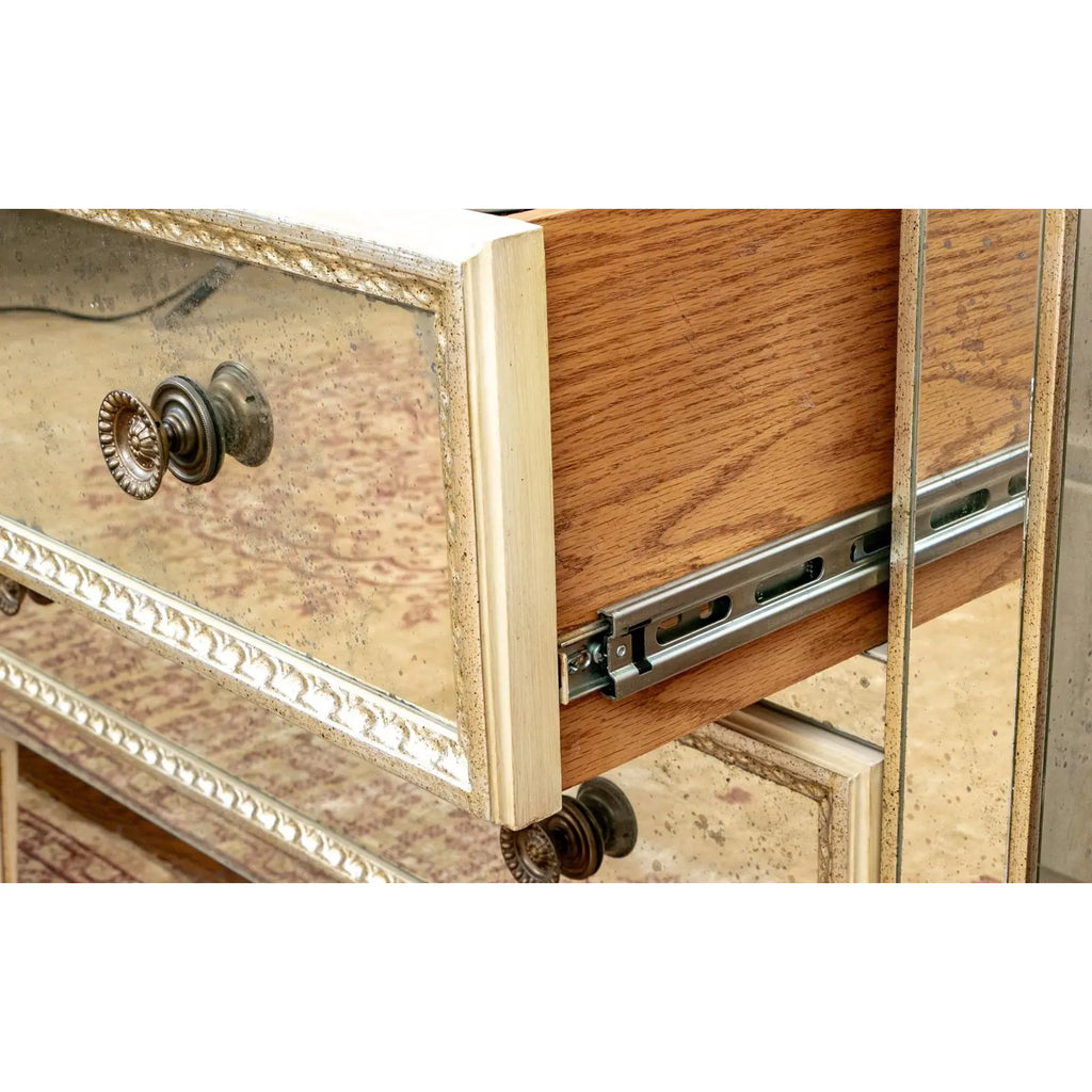Julia Gray Ltd Venetian Style Mirrored Faux Marble Top Two Drawer Commode Chest