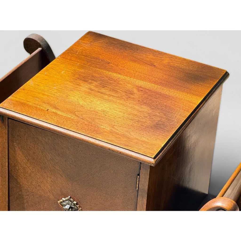 Vintage Art Deco Neoclassical Mahogany Copper-Lined Humidor Magazine Side Table