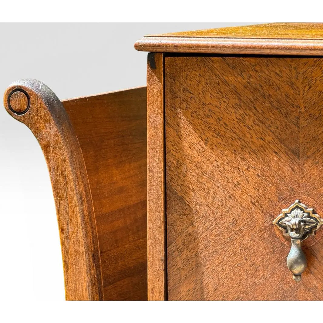 Vintage Art Deco Neoclassical Mahogany Copper-Lined Humidor Magazine Side Table