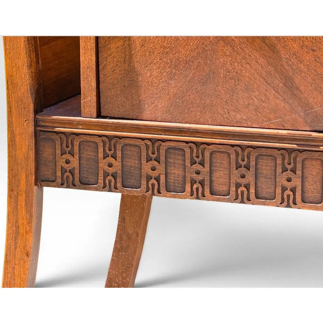 Vintage Art Deco Neoclassical Mahogany Copper-Lined Humidor Magazine Side Table