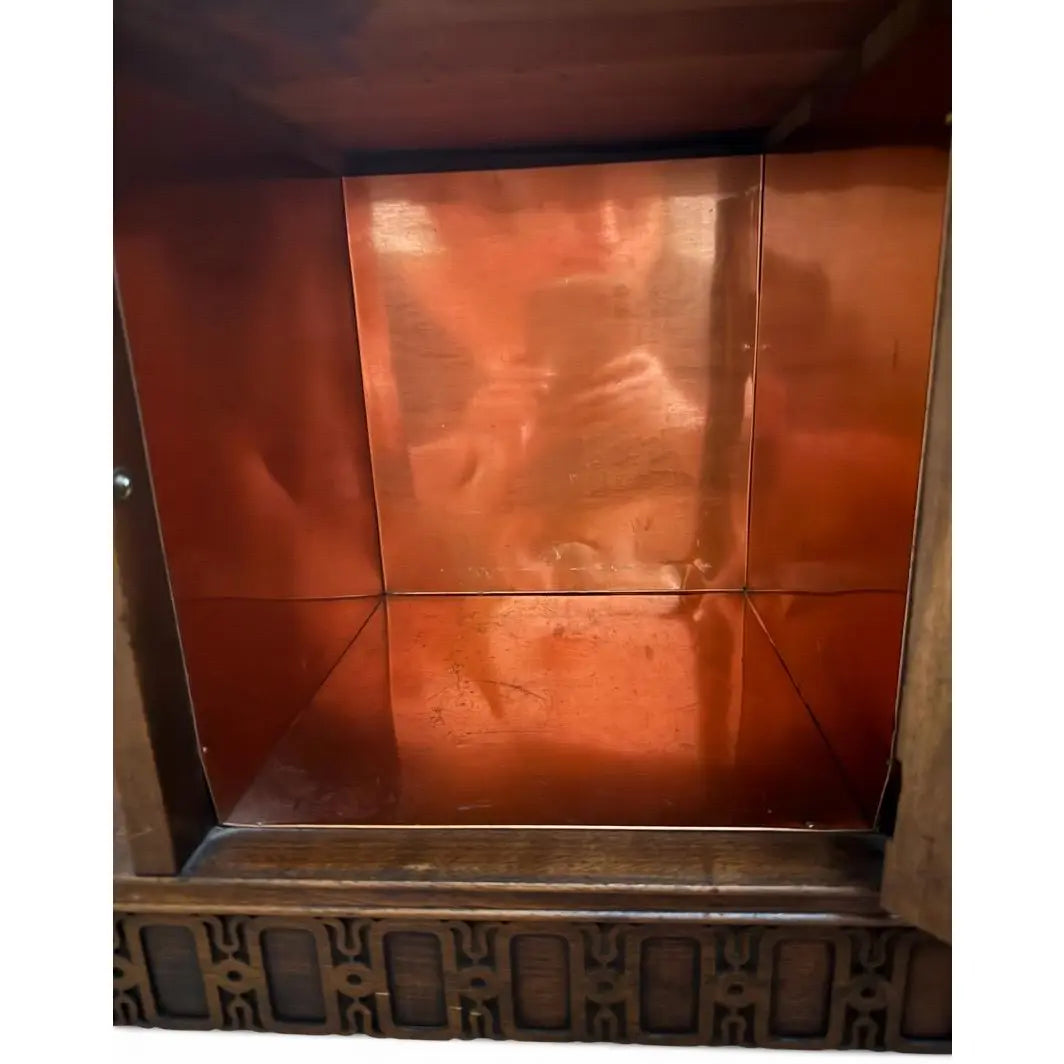 Vintage Art Deco Neoclassical Mahogany Copper-Lined Humidor Magazine Side Table