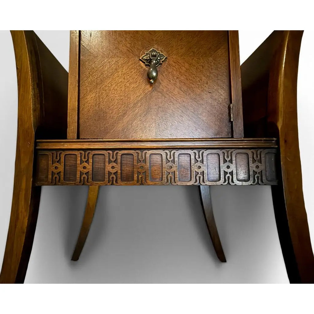 Vintage Art Deco Neoclassical Mahogany Copper-Lined Humidor Magazine Side Table
