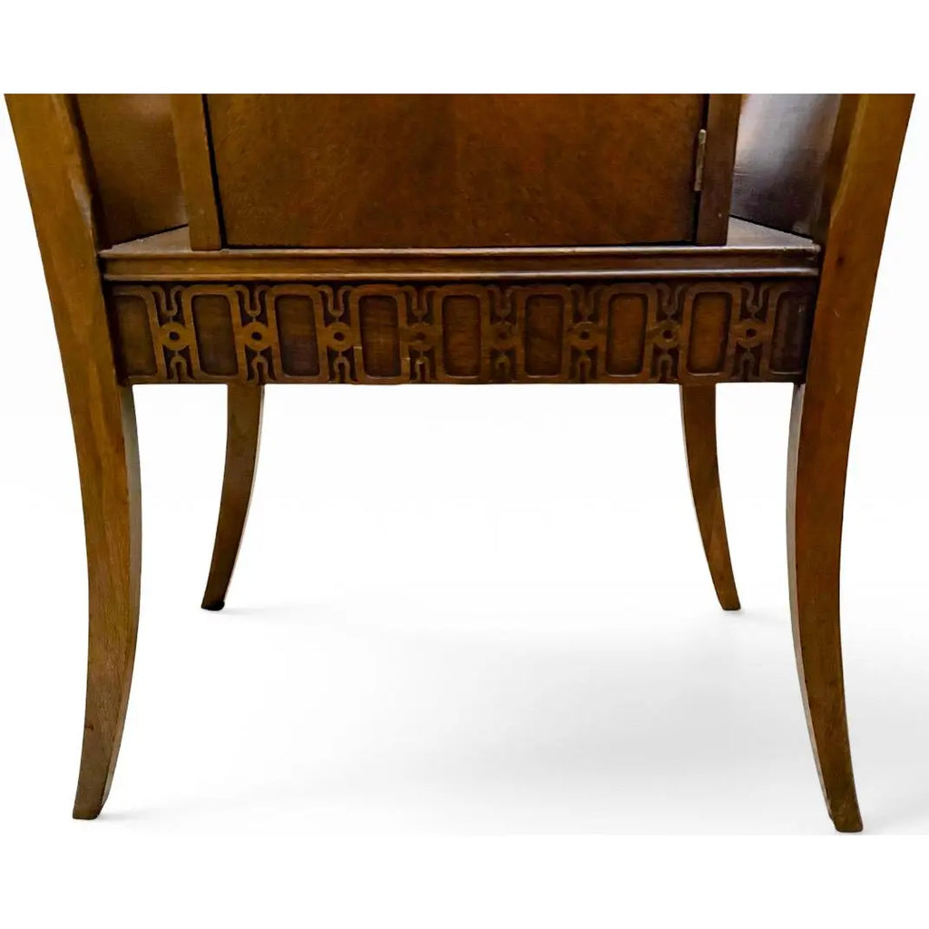 Vintage Art Deco Neoclassical Mahogany Copper-Lined Humidor Magazine Side Table