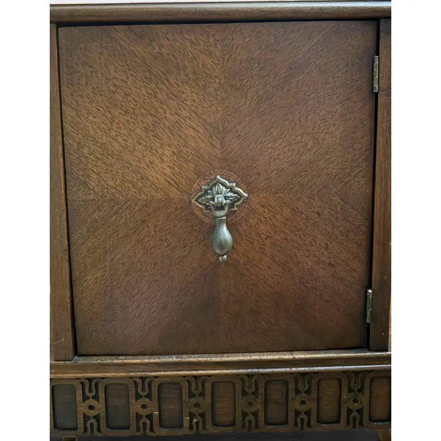 Vintage Art Deco Neoclassical Mahogany Copper-Lined Humidor Magazine Side Table