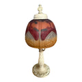 Antique 1920s Reverse Painted Puffed Glass Boudoir Lamp Jefferson Style Scenic Sunset