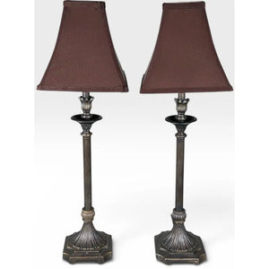 Contemporary Neoclassical Bronze Finished Fluted Buffet Lamps - A Pair
