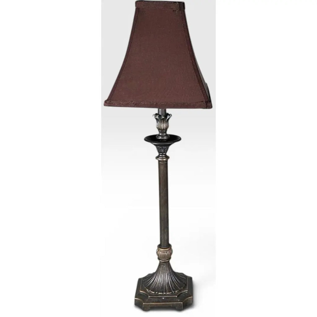 Contemporary Neoclassical Bronze Finished Fluted Buffet Lamps - A Pair