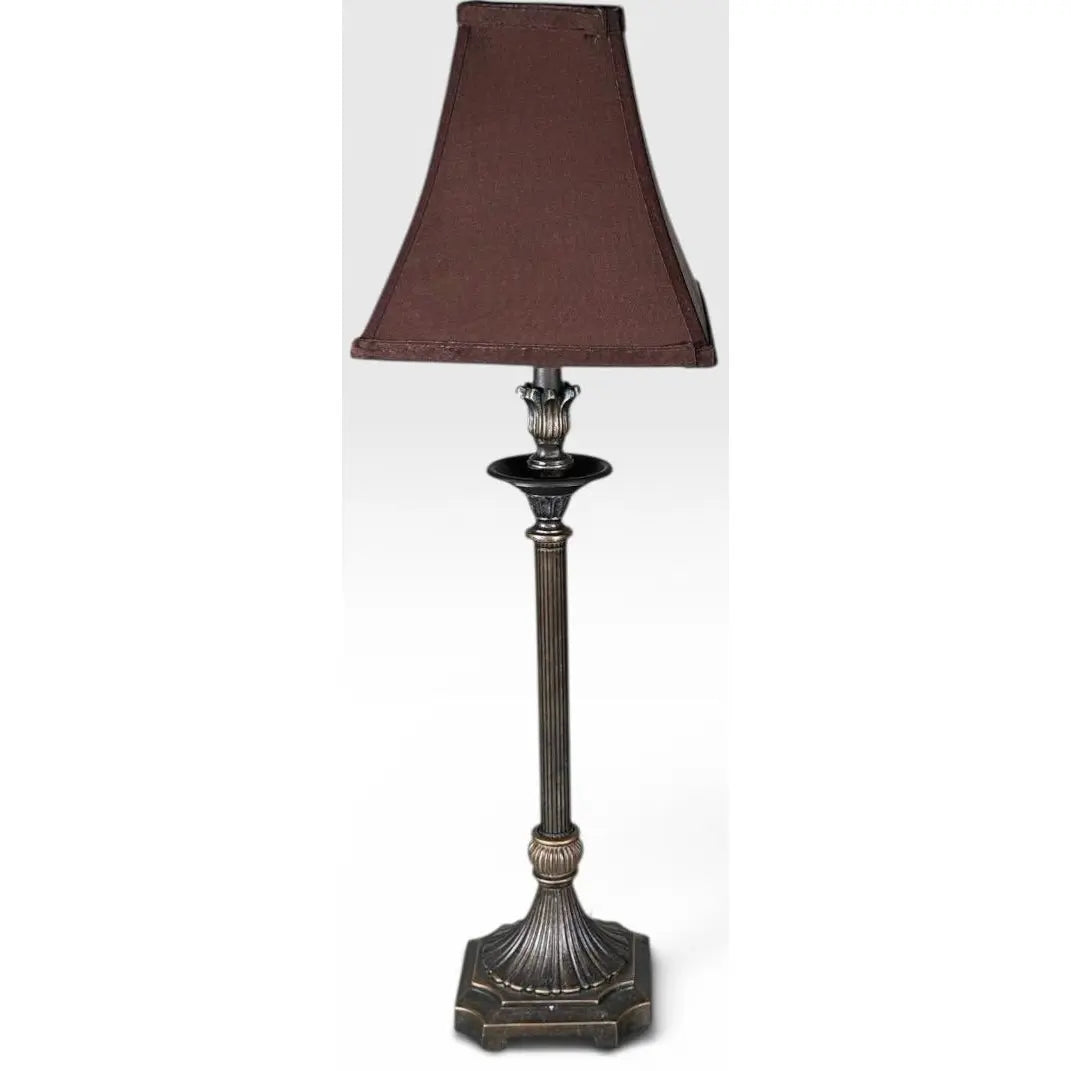 Contemporary Neoclassical Bronze Finished Fluted Buffet Lamps - A Pair