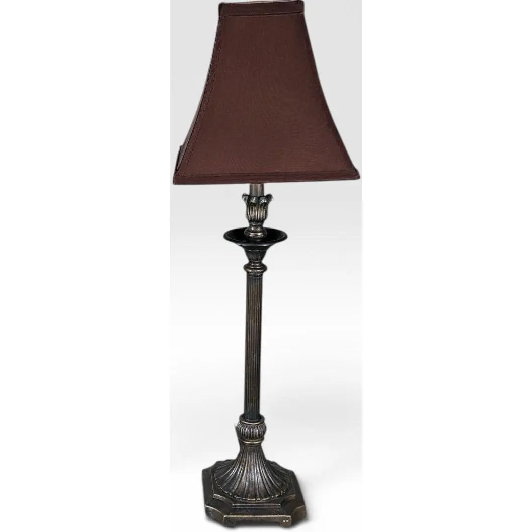 Contemporary Neoclassical Bronze Finished Fluted Buffet Lamps - A Pair