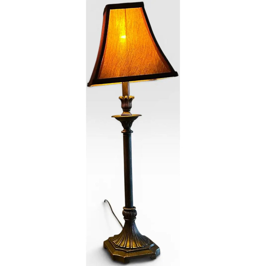 Contemporary Neoclassical Bronze Finished Fluted Buffet Lamps - A Pair