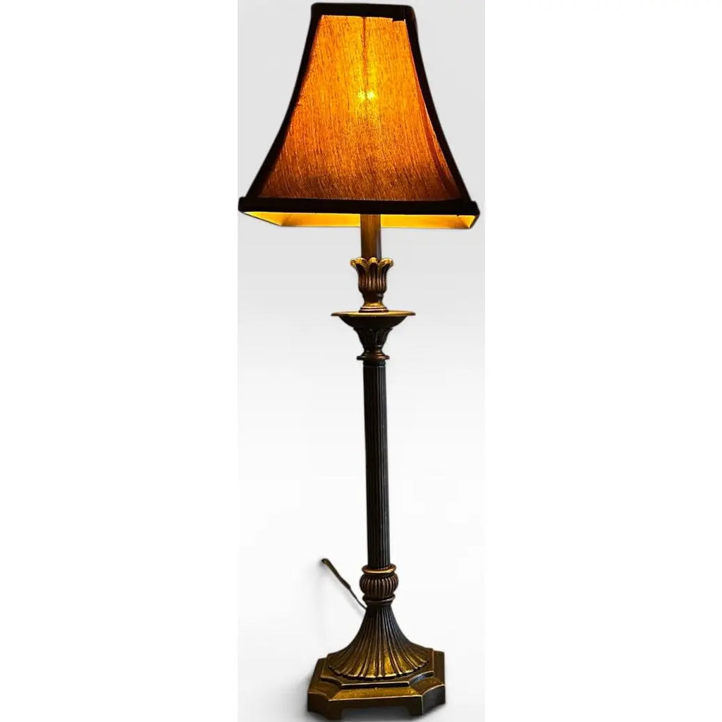 Contemporary Neoclassical Bronze Finished Fluted Buffet Lamps - A Pair