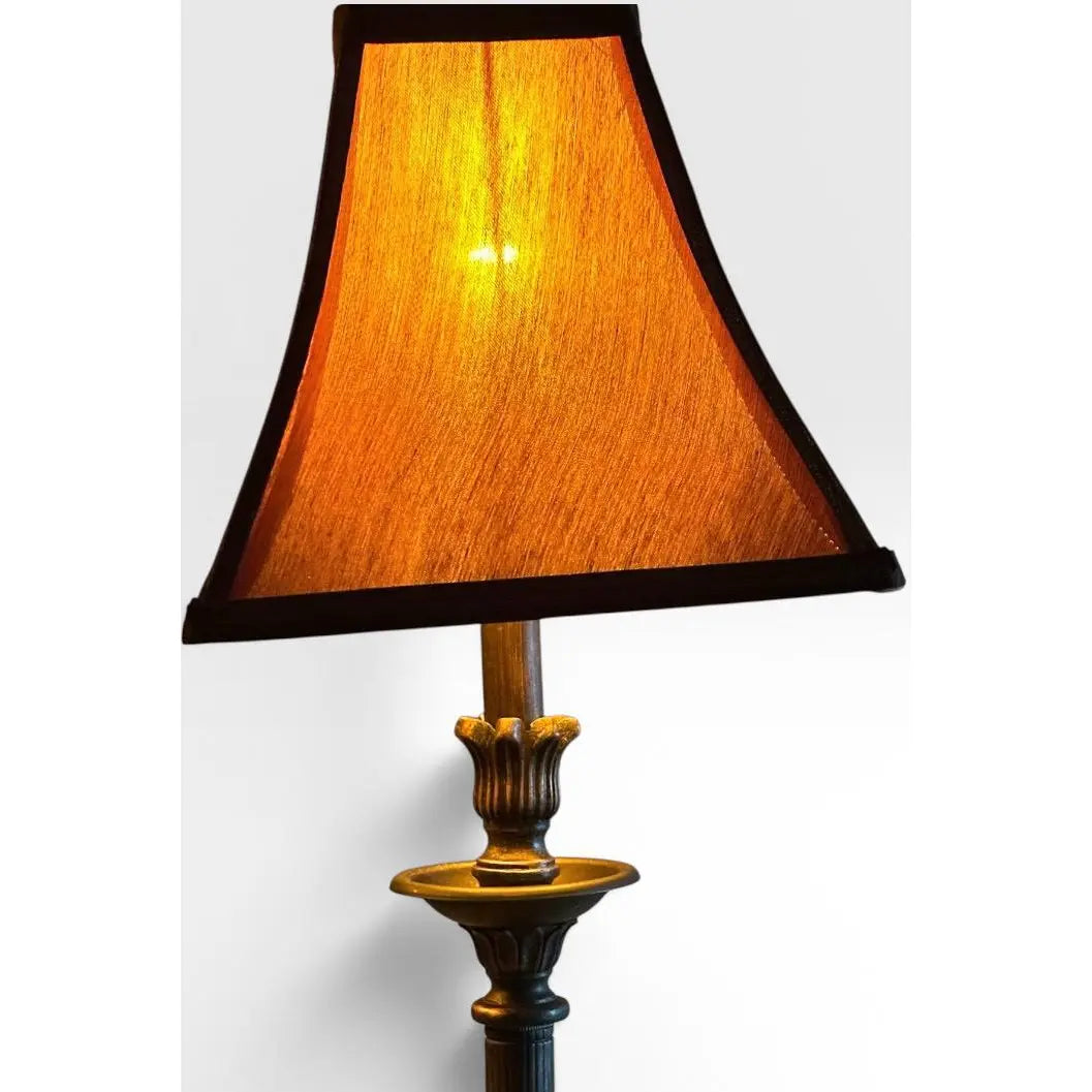 Contemporary Neoclassical Bronze Finished Fluted Buffet Lamps - A Pair