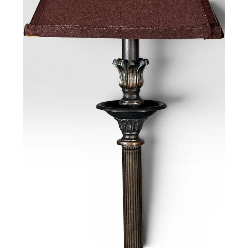 Contemporary Neoclassical Bronze Finished Fluted Buffet Lamps - A Pair