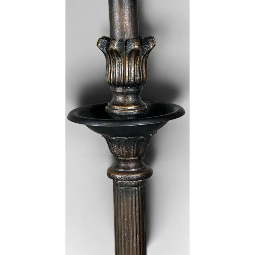 Contemporary Neoclassical Bronze Finished Fluted Buffet Lamps - A Pair