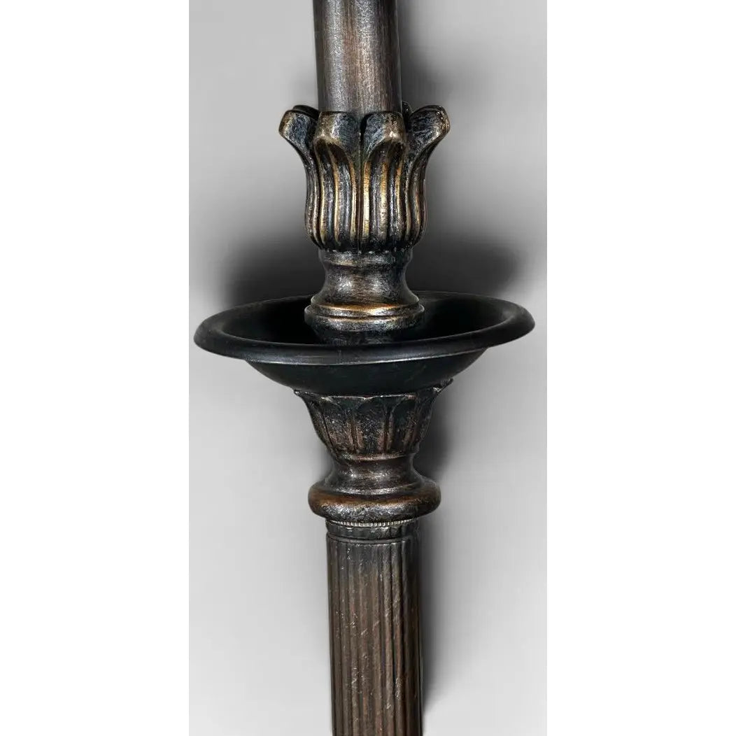 Contemporary Neoclassical Bronze Finished Fluted Buffet Lamps - A Pair