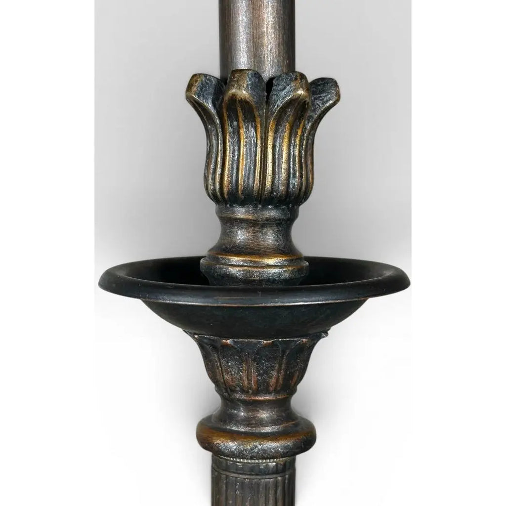 Contemporary Neoclassical Bronze Finished Fluted Buffet Lamps - A Pair