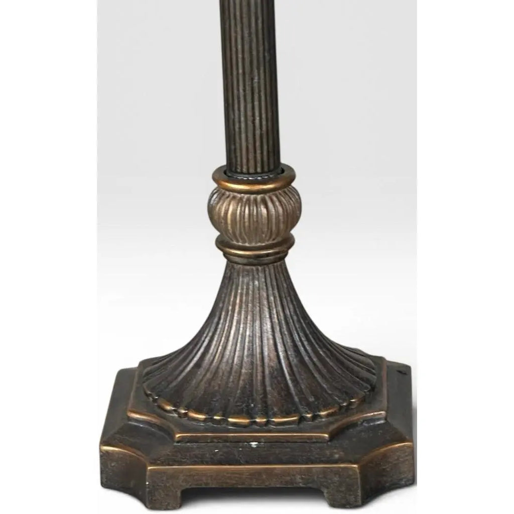 Contemporary Neoclassical Bronze Finished Fluted Buffet Lamps - A Pair