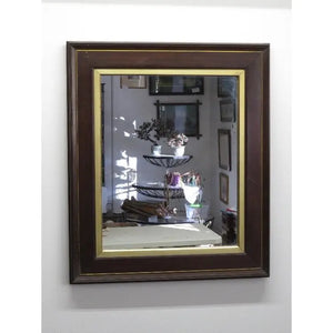 Antique 19th Century Victorian Walnut Deep-Well Wall Mirror with Lemon-Gilt Liner