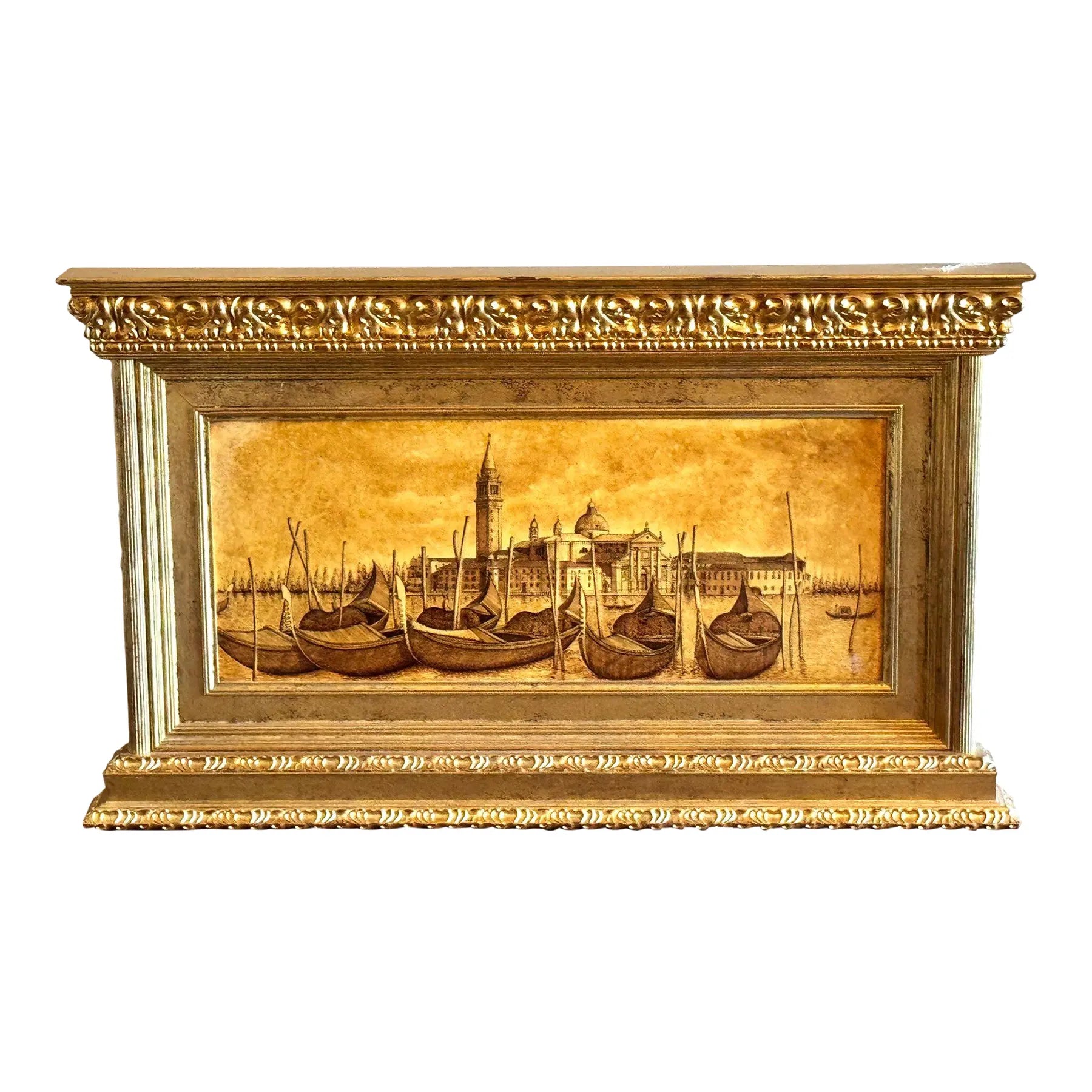 Exceptional Original Ink on Plaster Venezia Island of San Giorgio by The Twins Bugagiar