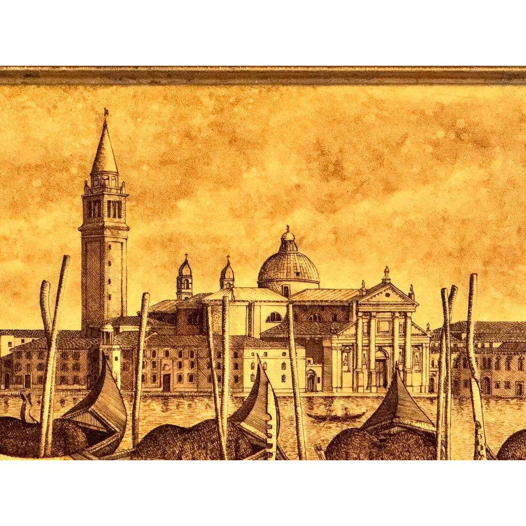 Exceptional Original Ink on Plaster Venezia Island of San Giorgio by The Twins Bugagiar
