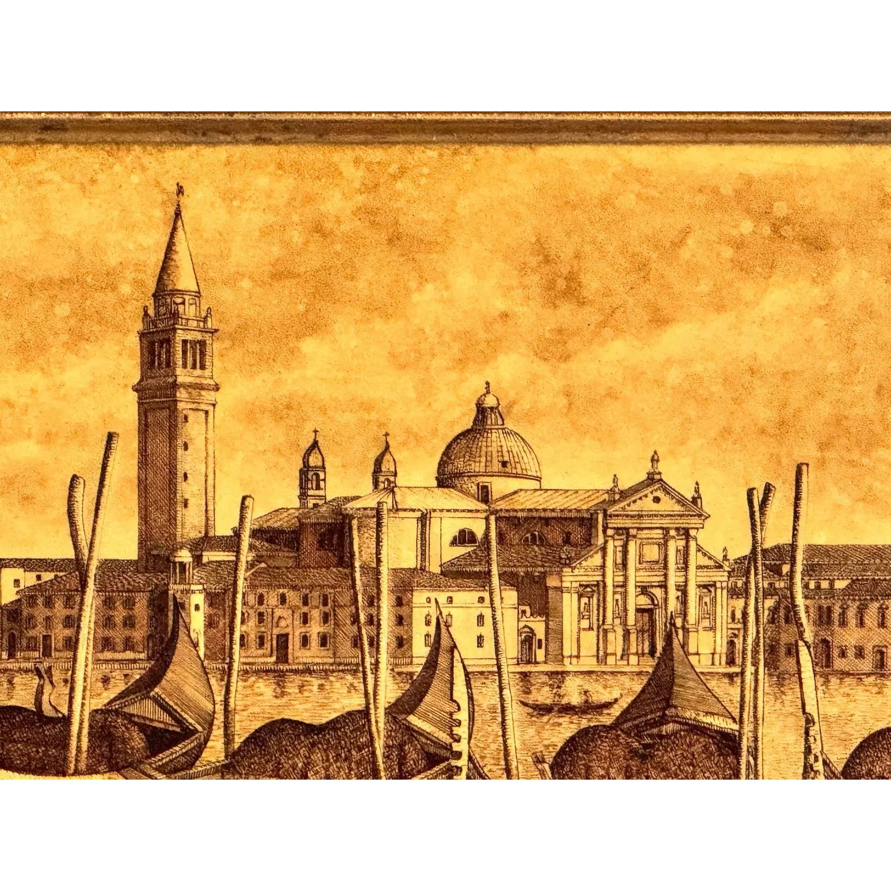 Exceptional Original Ink on Plaster Venezia Island of San Giorgio by The Twins Bugagiar