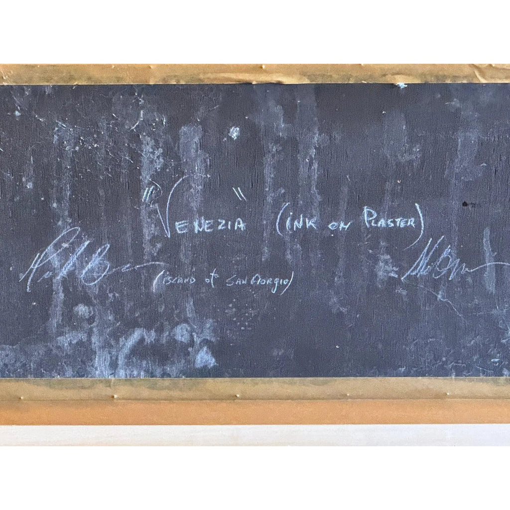 Exceptional Original Ink on Plaster Venezia Island of San Giorgio by The Twins Bugagiar