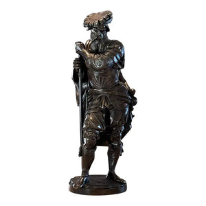 Antique 25” Signed French Bronze Sculpture The Landsknecht by Albert-Ernest Carrier Belleuse