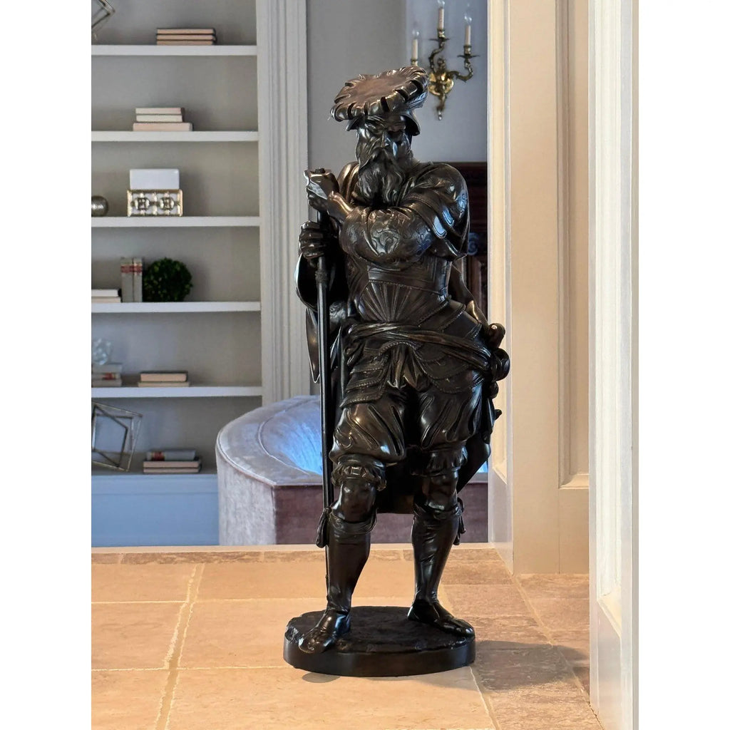 Antique 25” Signed French Bronze Sculpture The Landsknecht by Albert-Ernest Carrier Belleuse
