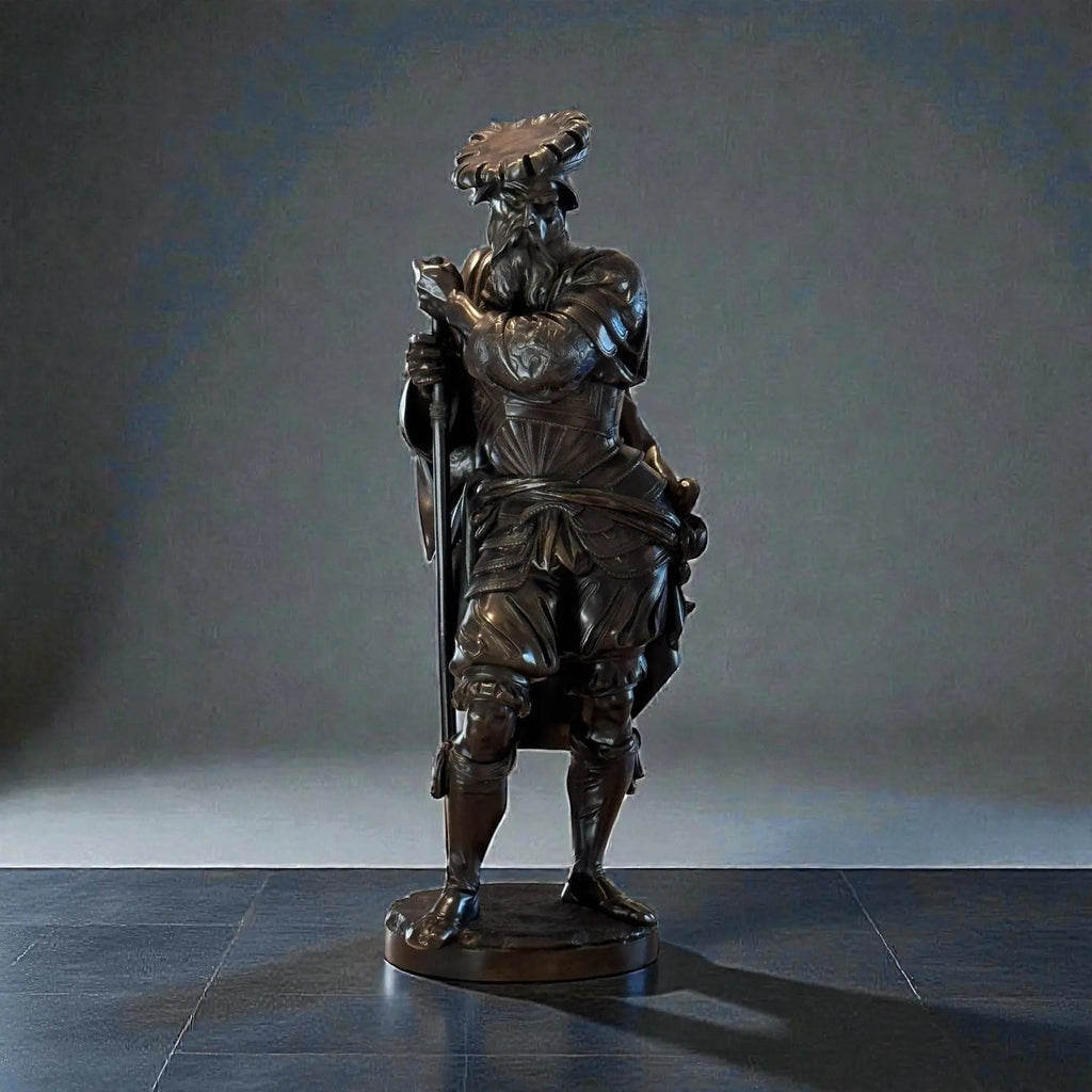 Antique 25” Signed French Bronze Sculpture The Landsknecht by Albert-Ernest Carrier Belleuse
