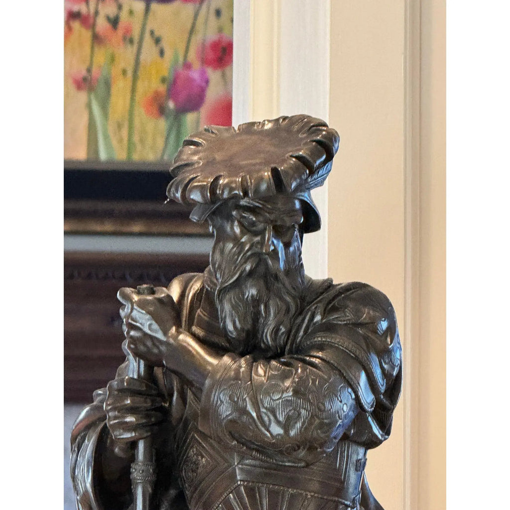 Antique 25” Signed French Bronze Sculpture The Landsknecht by Albert-Ernest Carrier Belleuse