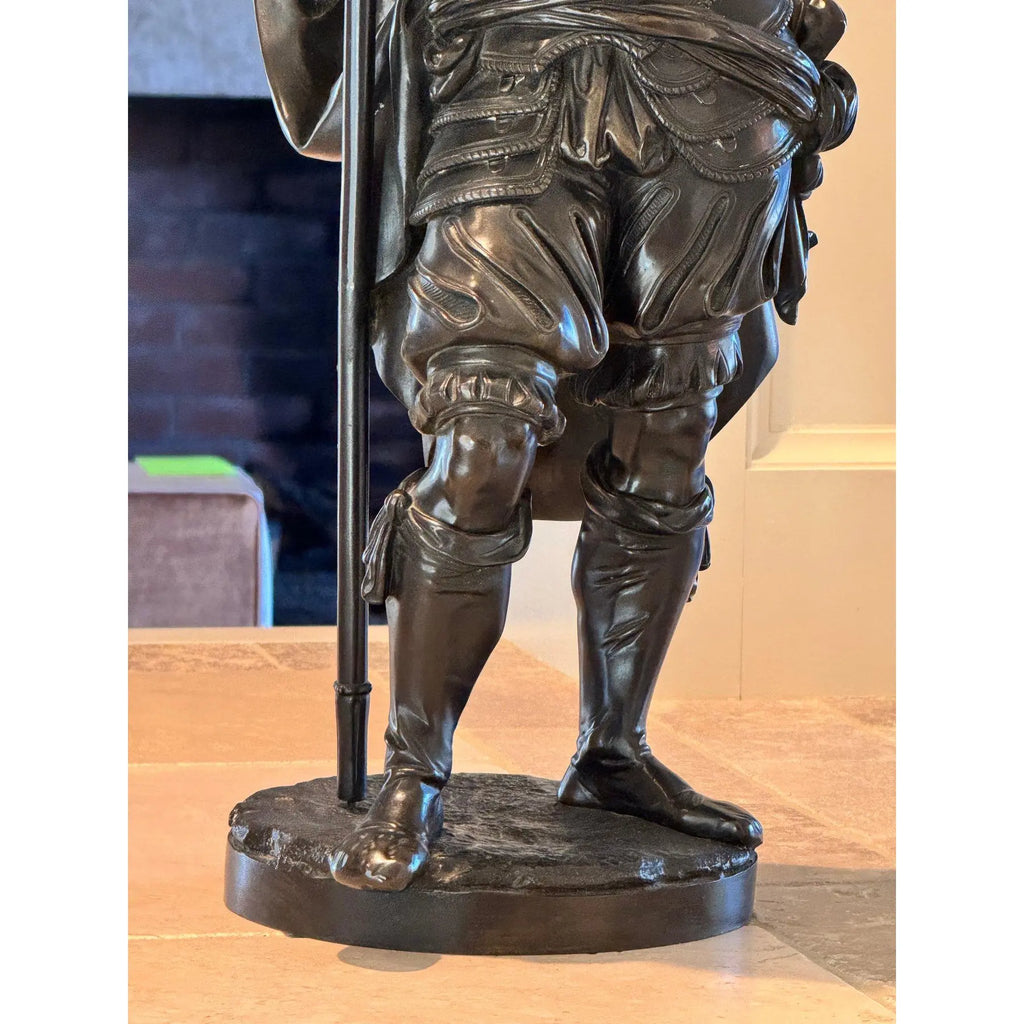 Antique 25” Signed French Bronze Sculpture The Landsknecht by Albert-Ernest Carrier Belleuse