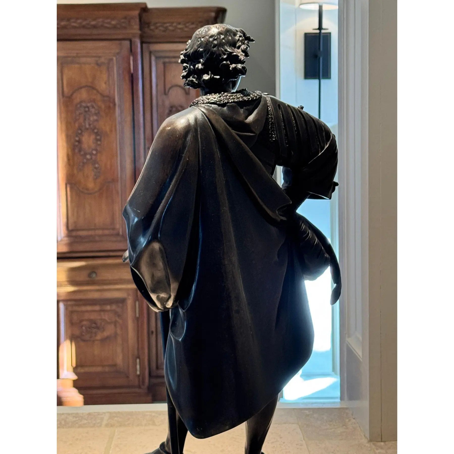 Antique 25” Signed 19th Century French Bronze Sculpture The Landsknecht Cavalier by Albert-Ernest Carrier Belleuse