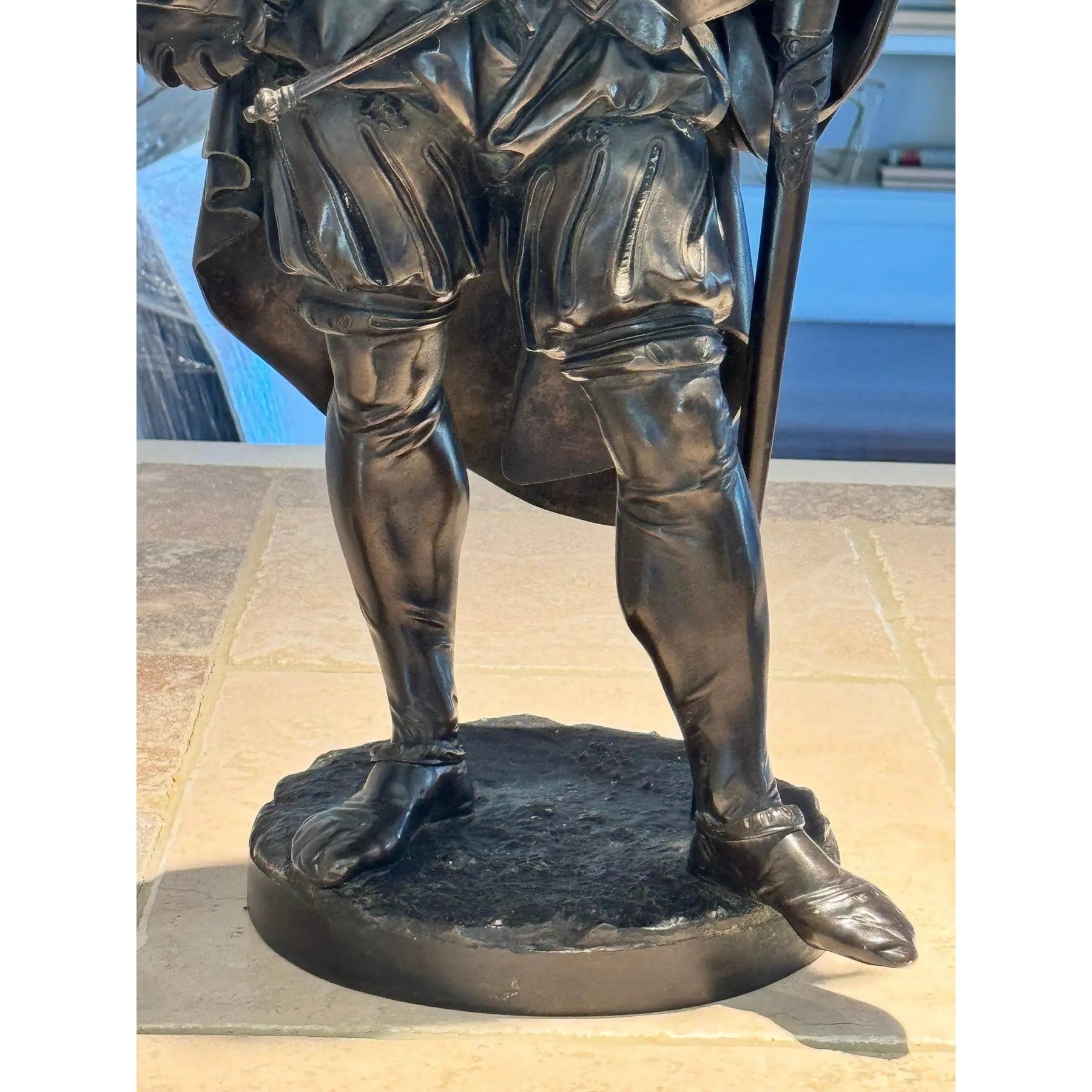 Antique 25” Signed 19th Century French Bronze Sculpture The Landsknecht Cavalier by Albert-Ernest Carrier Belleuse